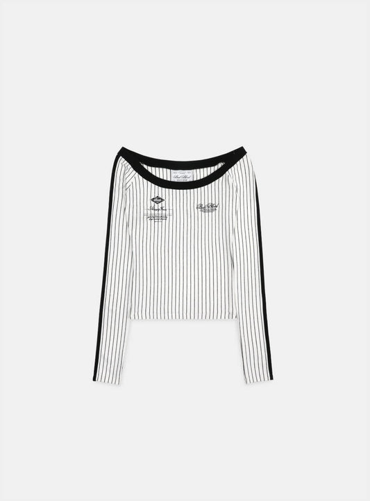 [w-tee25-007] 经典标志露肩上衣 - 白色