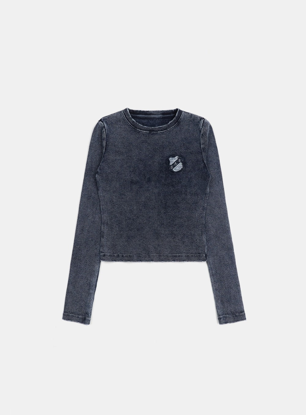 [w-tee25-014] 锈色牛仔修身长袖T恤 - 蓝色