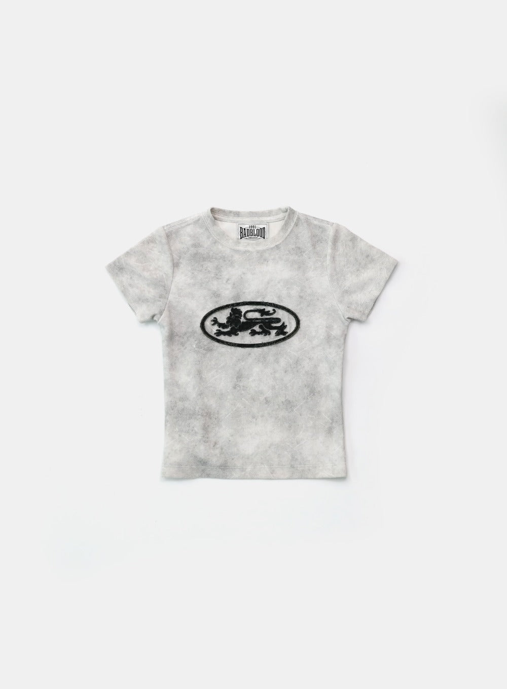 [w-tee25-031] Lion Patch 短袖修身版 - 水洗白