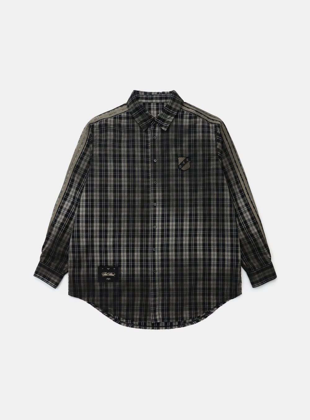 [w-tee25-026] Vintage Billy 格纹宽松衬衫- 黑色