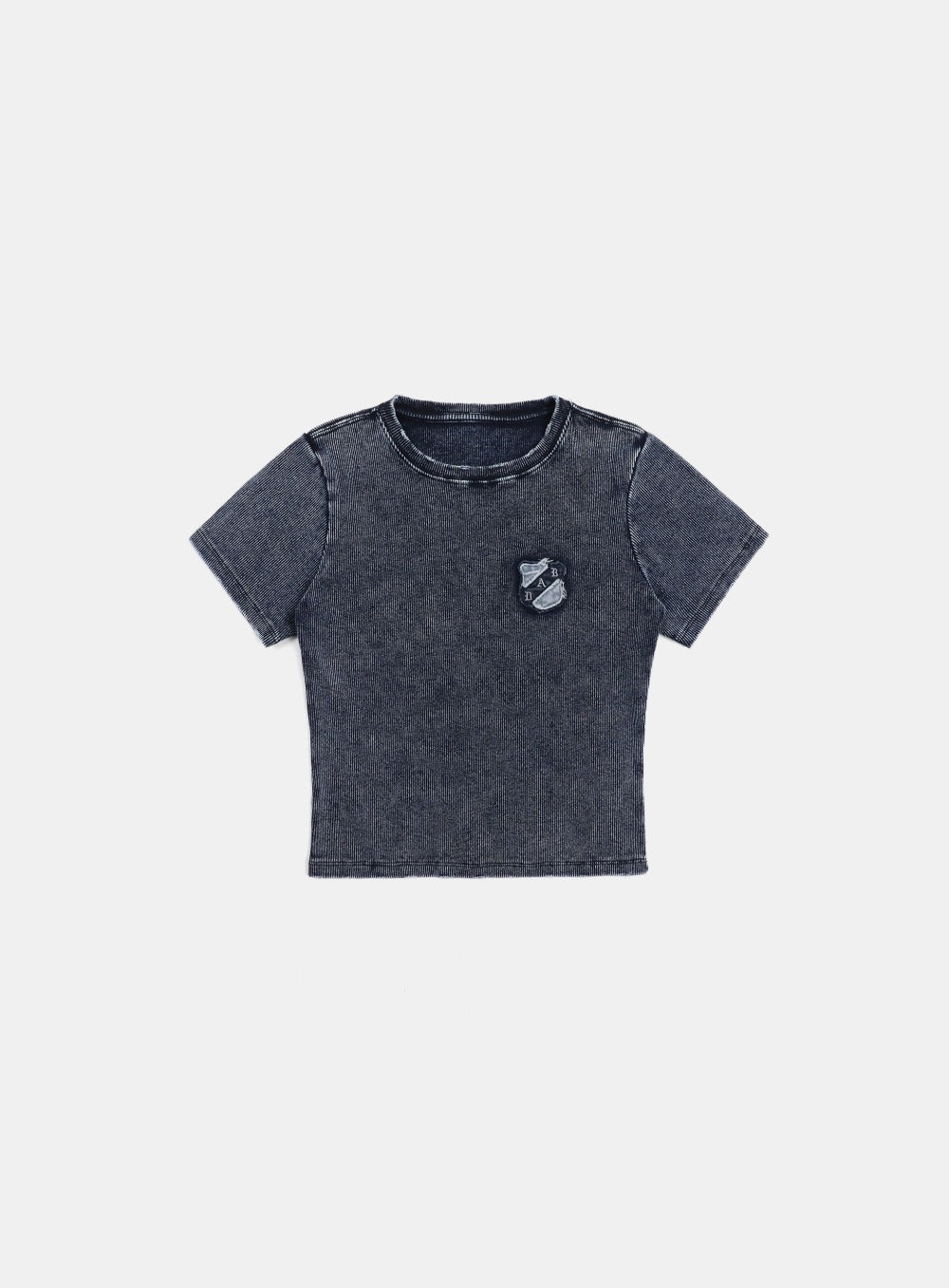 [w-tee25-012] 锈色牛仔修身T恤 - 蓝色