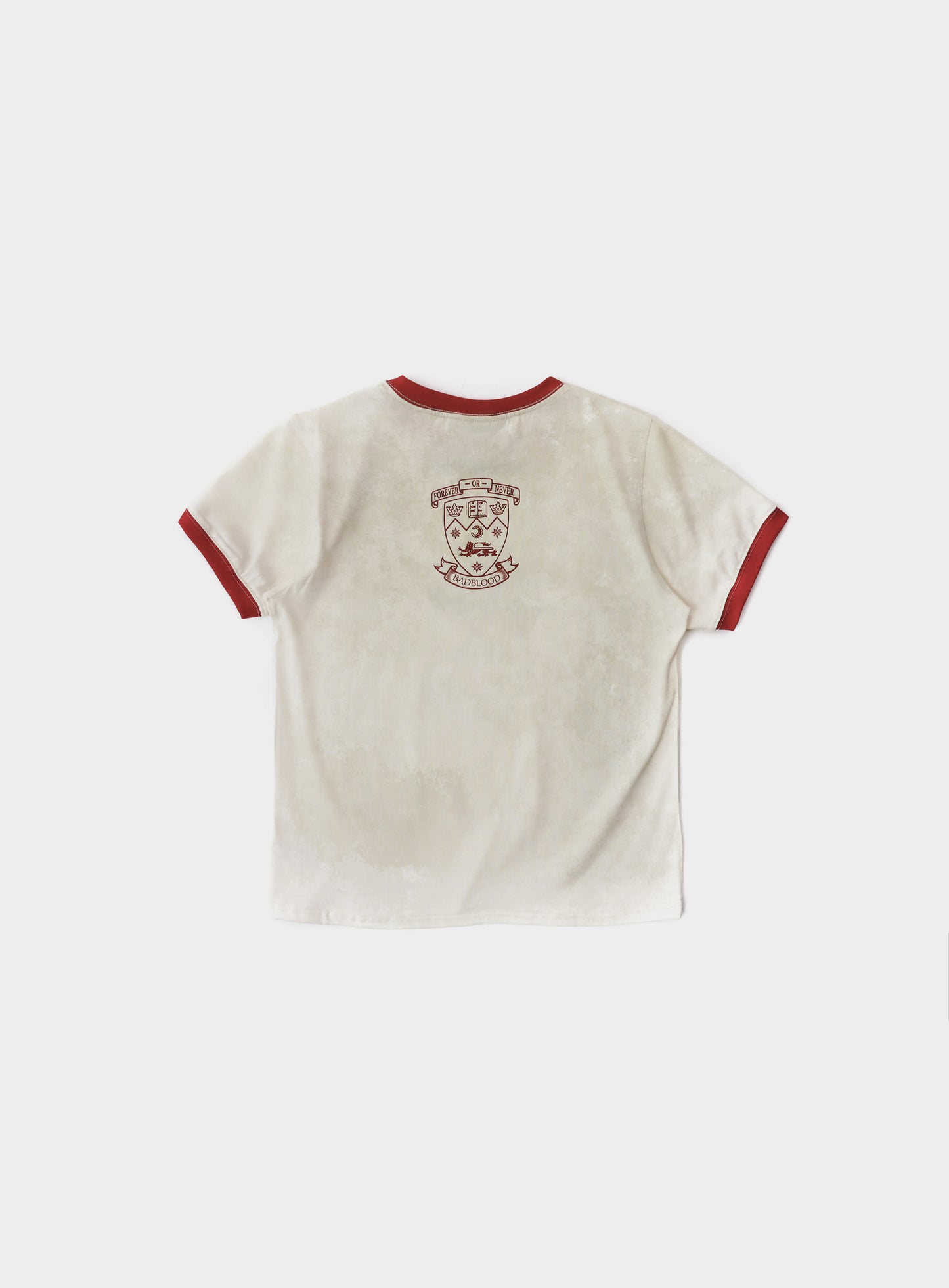 [w-tee25-096] Workshop 盾牌印花 罗纹边T恤 - 奶油色