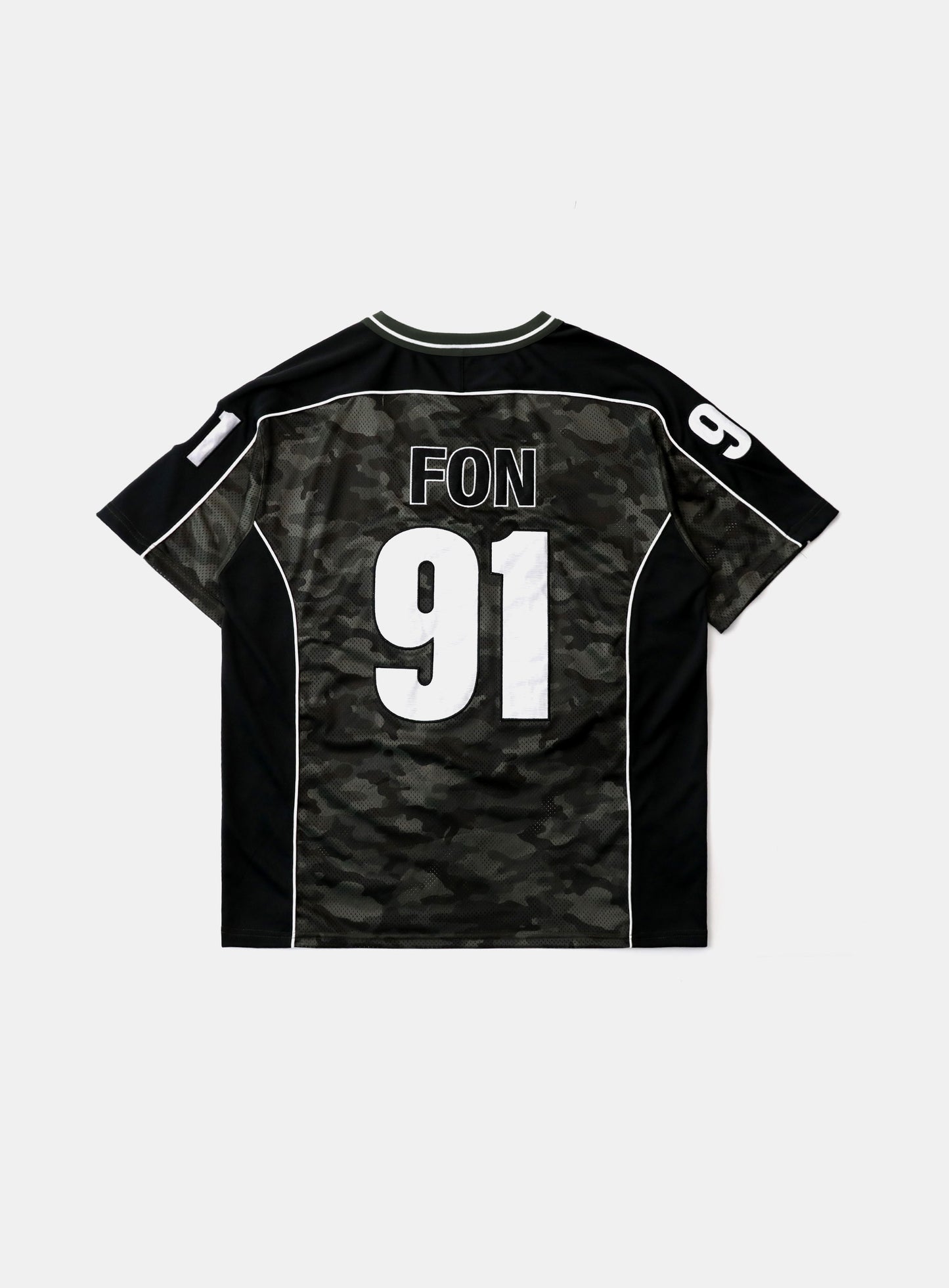 [w-tee25-070] FON V领运动短袖上衣 - 绿色迷彩
