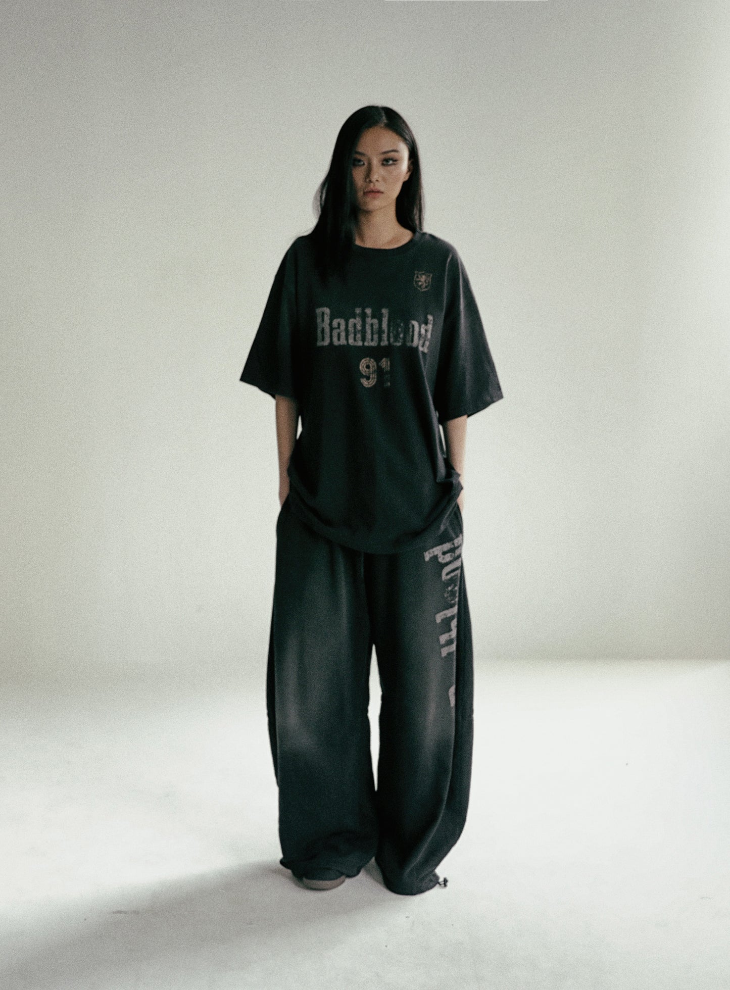 [w-pts24-082] Sun Faded 2 慢跑裤 - 黑色