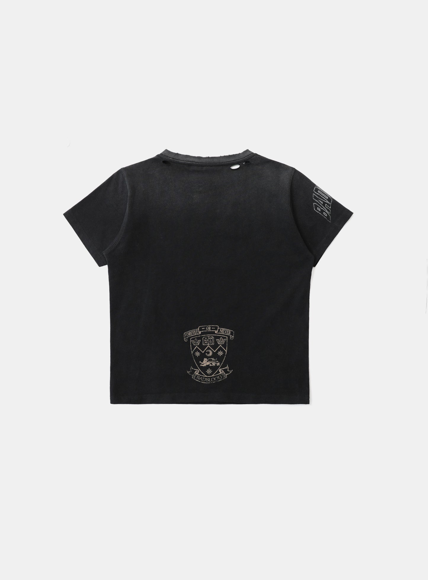 [w-tee25-061] Work Shop 印花做旧T恤 - 黑色