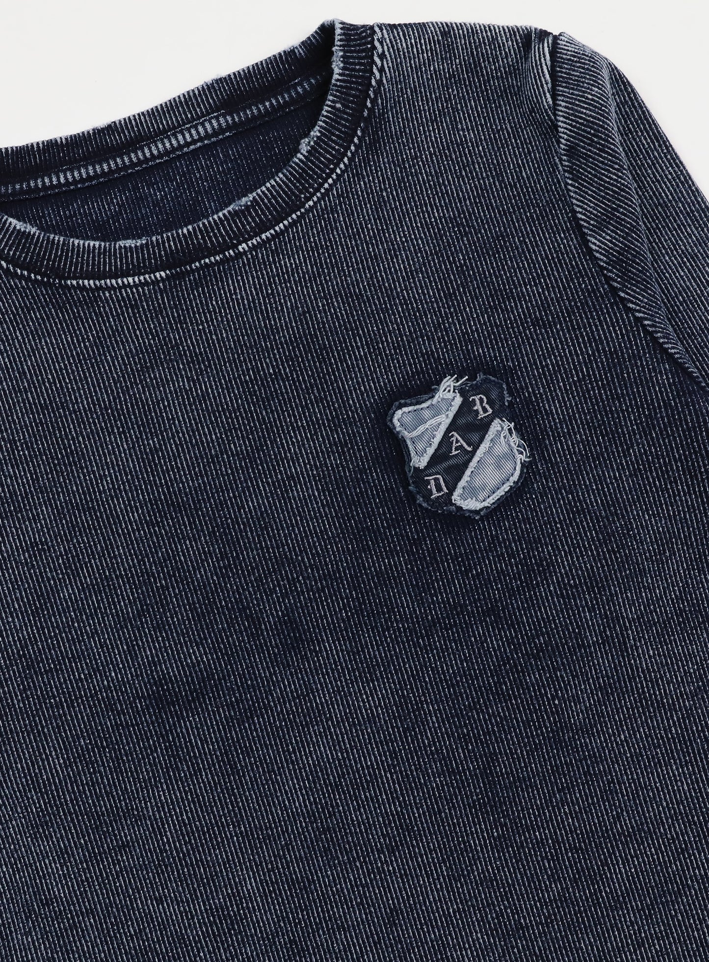 [w-tee25-014] 锈色牛仔修身长袖T恤 - 蓝色