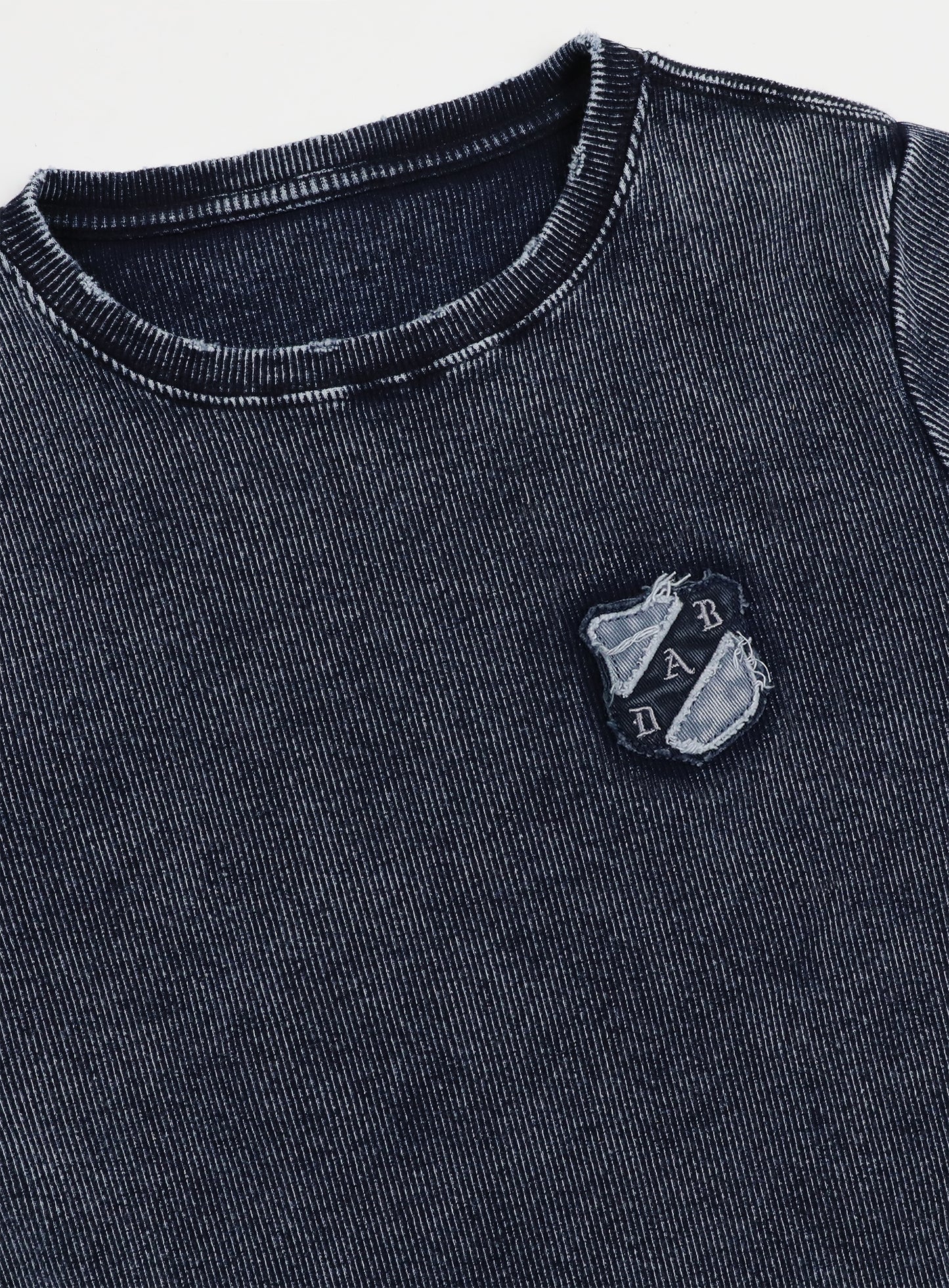 [w-tee25-012] 锈色牛仔修身T恤 - 蓝色