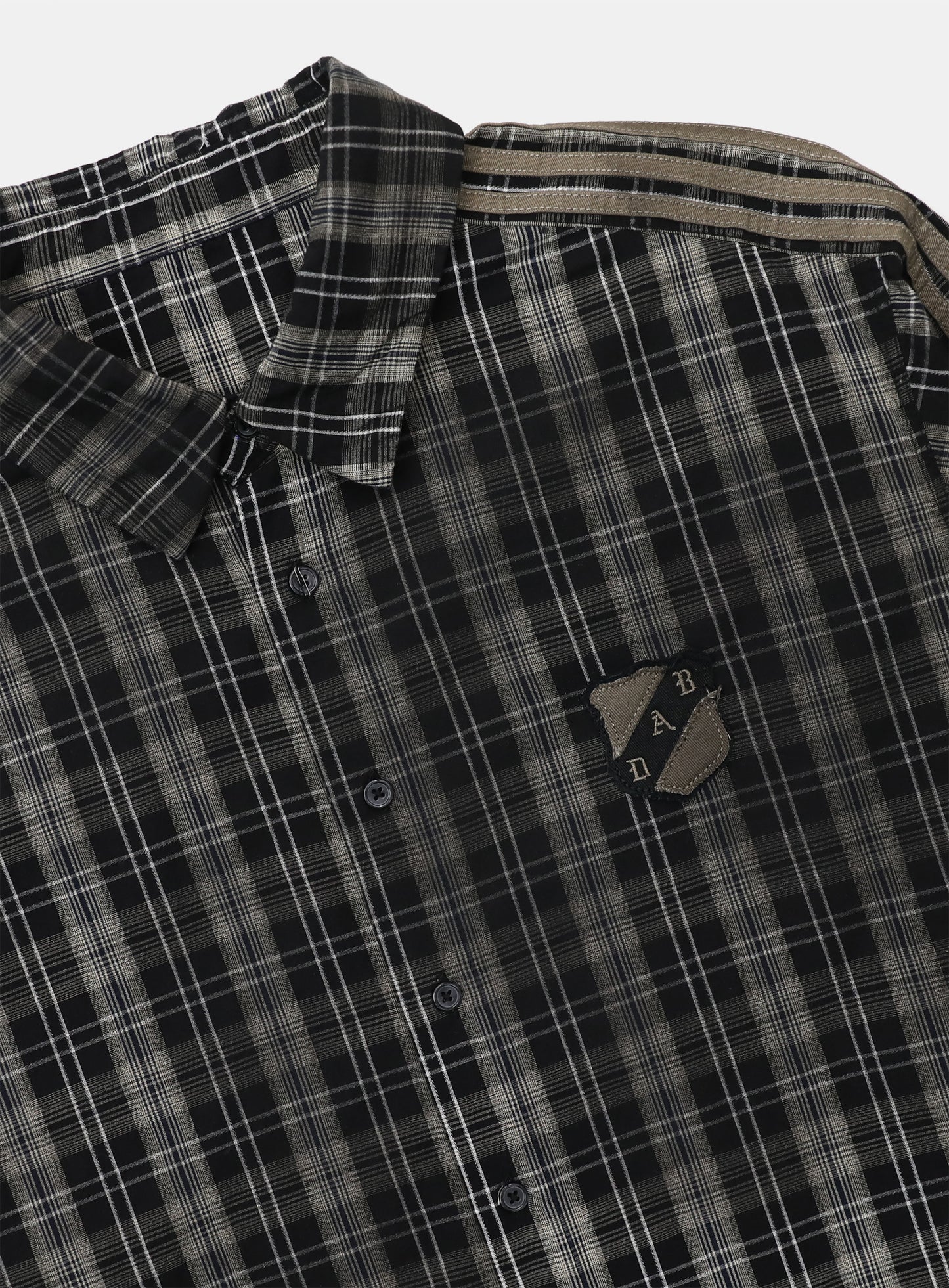 [w-tee25-026] Vintage Billy 格纹宽松衬衫- 黑色