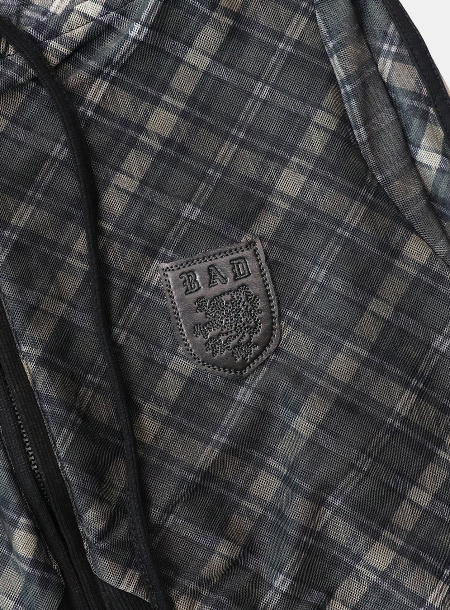 [w-hde25-019] 复古俱乐部修身连帽拉链外套 - 黑色格纹