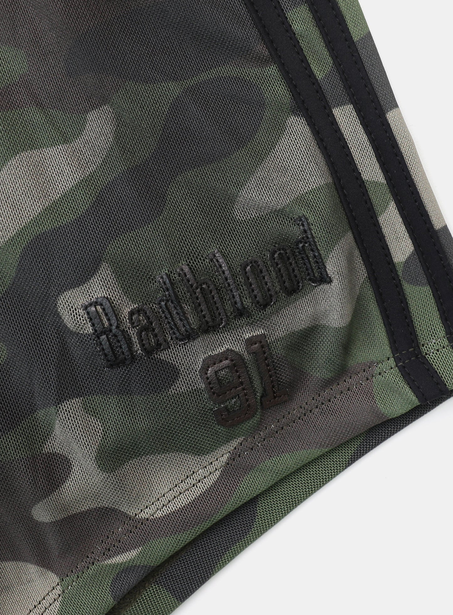 [w-srt25-011] 复古俱乐部平角短裤 - 绿色迷彩