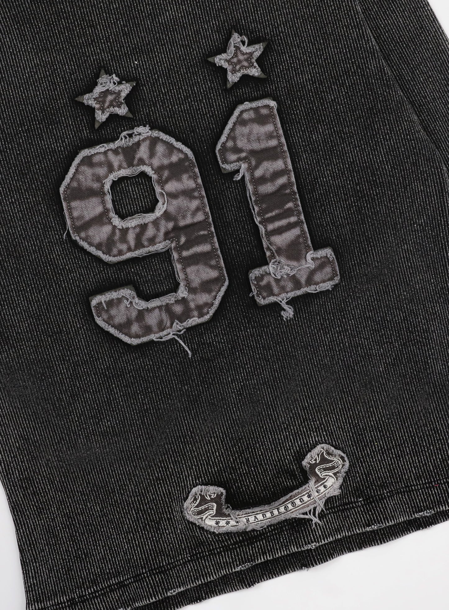 [w-tee25-015] 锈色牛仔修身长袖T恤 - 黑色