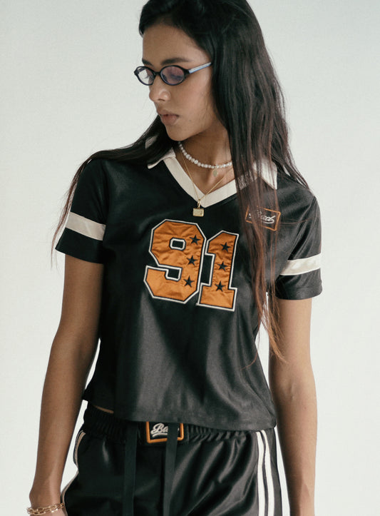 [w-tee24-066] 91 修身足球球衣 – 黑色