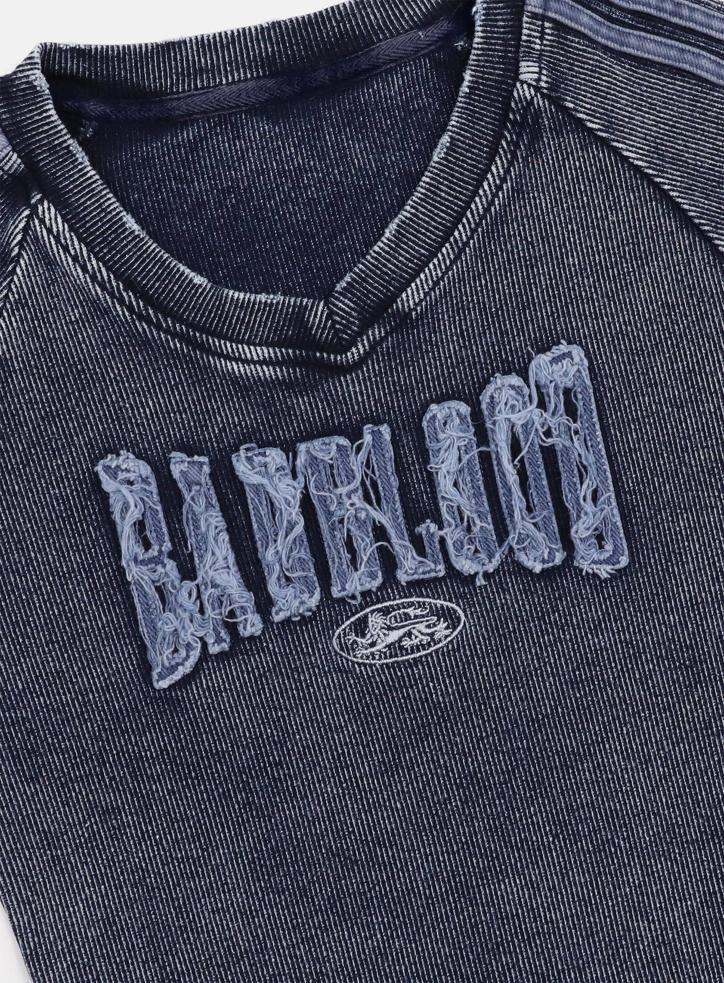 [w-tee25-010] 锈色牛仔 V 领 T 恤 - 蓝色