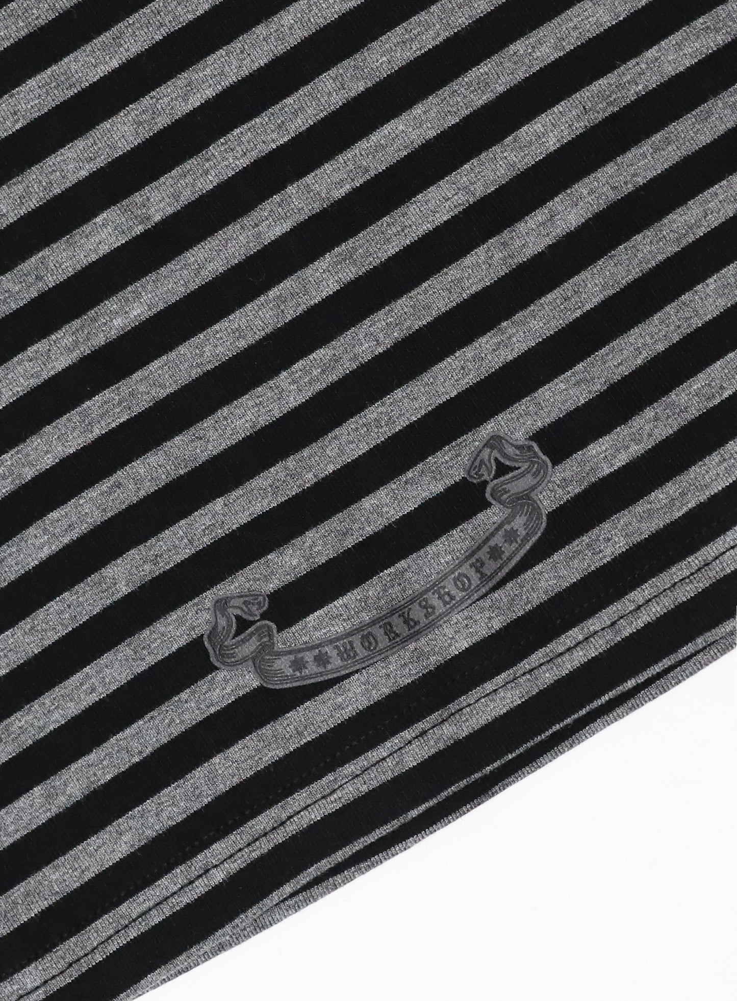 [w-tee25-102] Tiny Logo 运动拼色T恤 - 黑色条纹