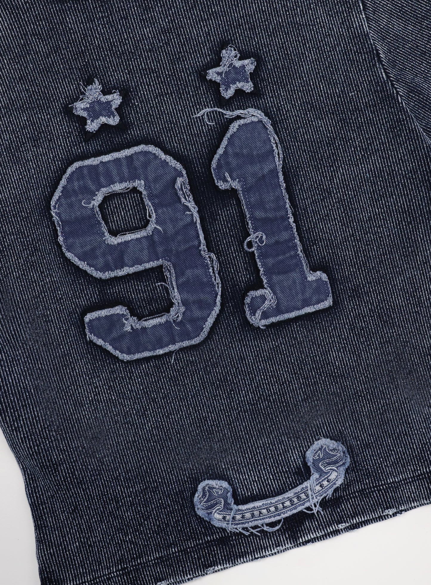 [w-tee25-012] 锈色牛仔修身T恤 - 蓝色