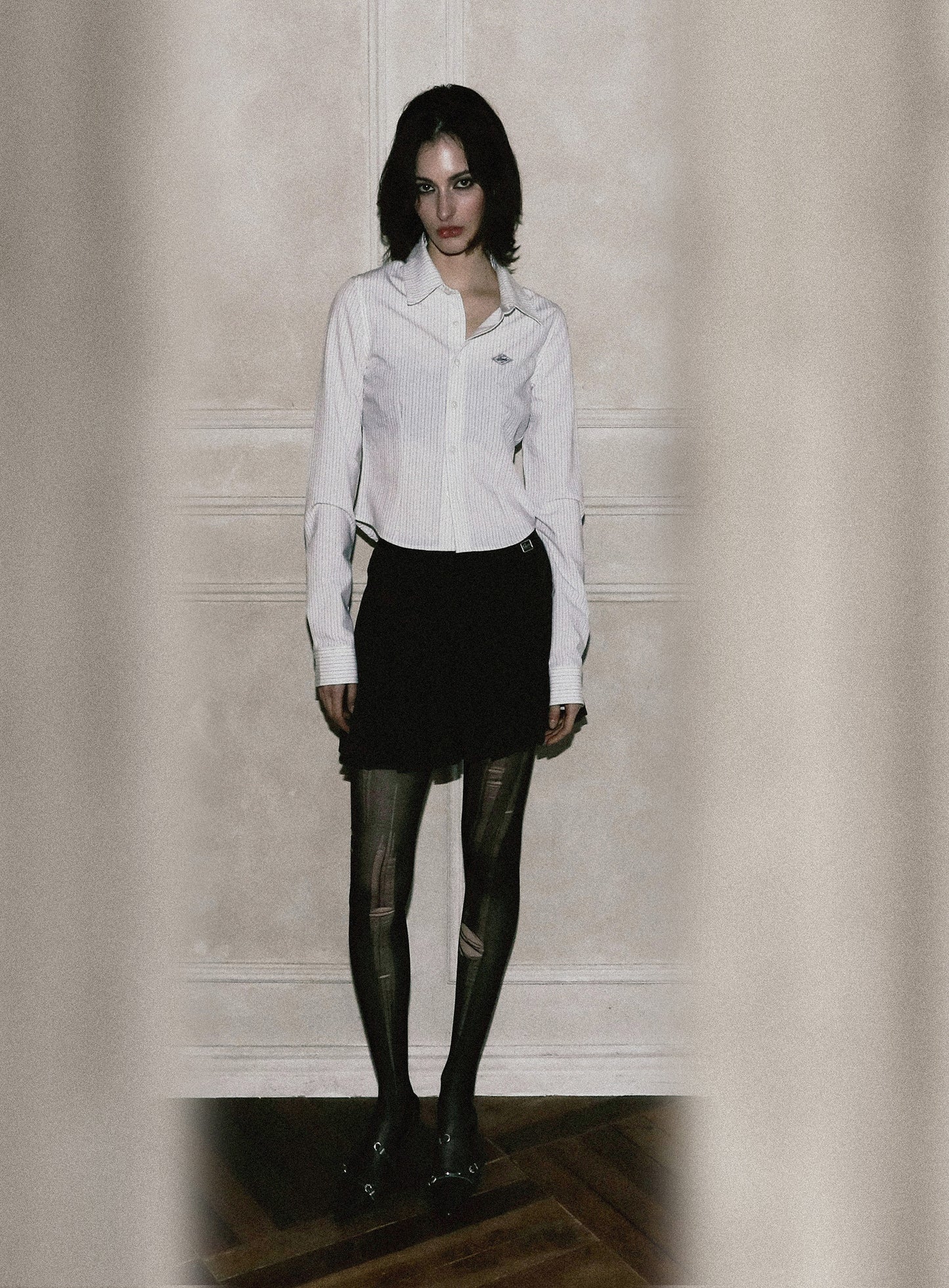 [w-sht25-001] 013 修身版衬衫 - 白色 / 条纹