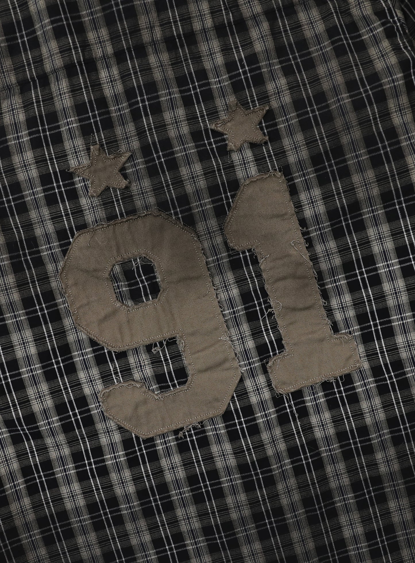 [w-tee25-026] Vintage Billy 格纹宽松衬衫- 黑色