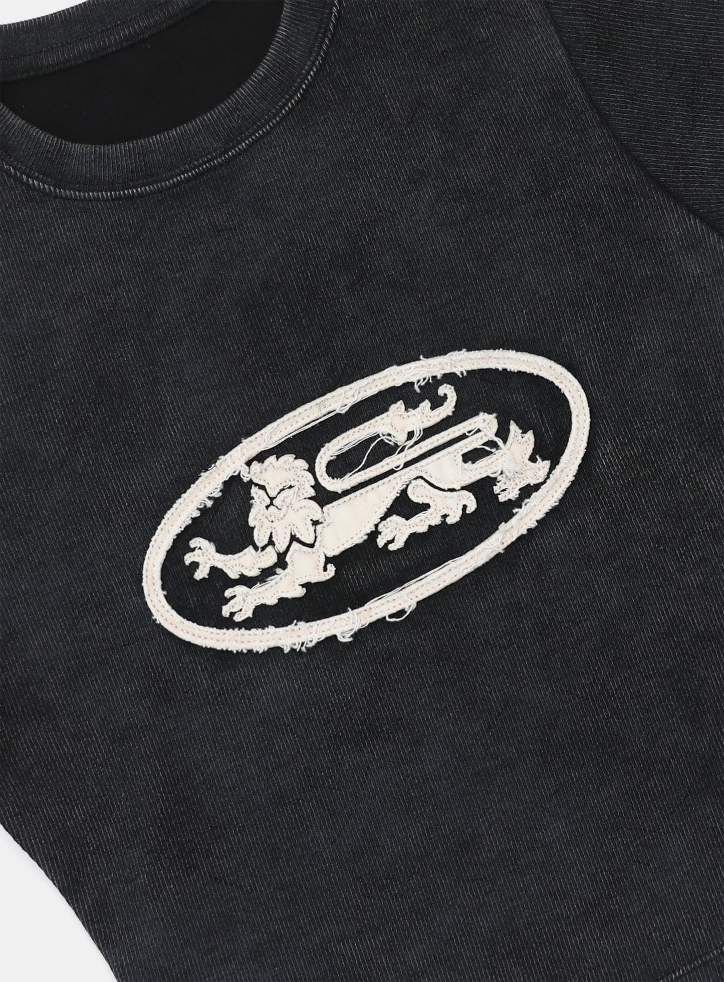 [w-tee25-033] Lion Patch 短袖修身版 - 水洗黑
