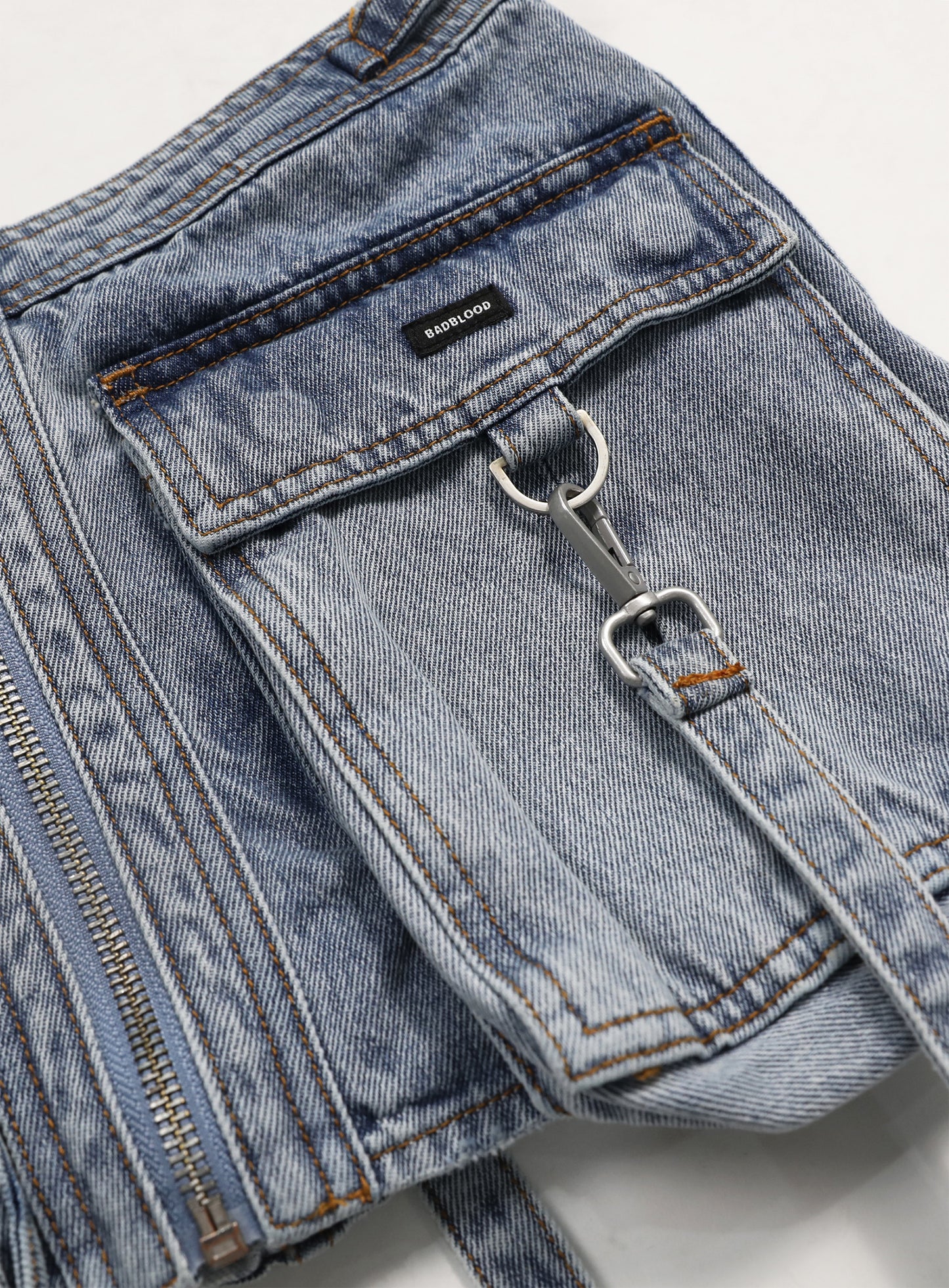 [w-skt23-021] Bonnie 牛仔工装迷你裙 - 蓝色