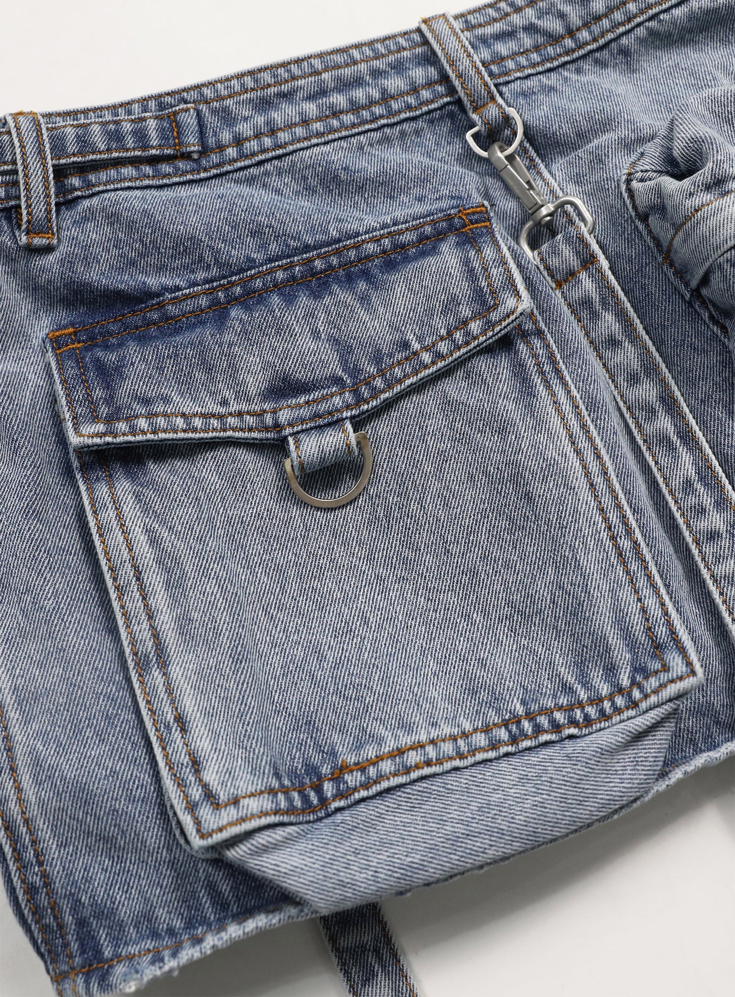 [w-skt23-021] Bonnie 牛仔工装迷你裙 - 蓝色