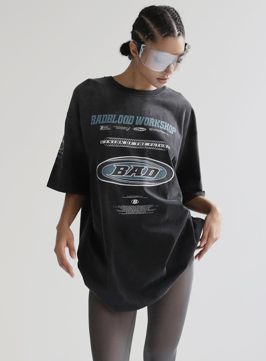 [w-tee24-036] F2 旧效果 T 恤 - 黑色/蓝色