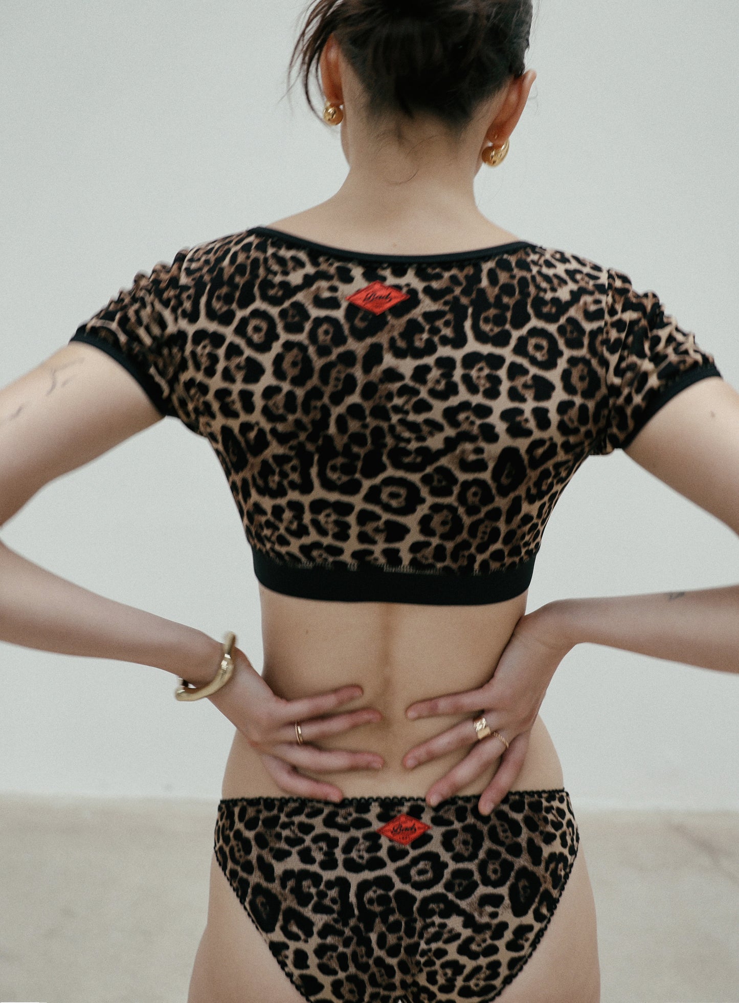 [w-bra24-015] 豹纹 1/2 T 文胸 - 棕色