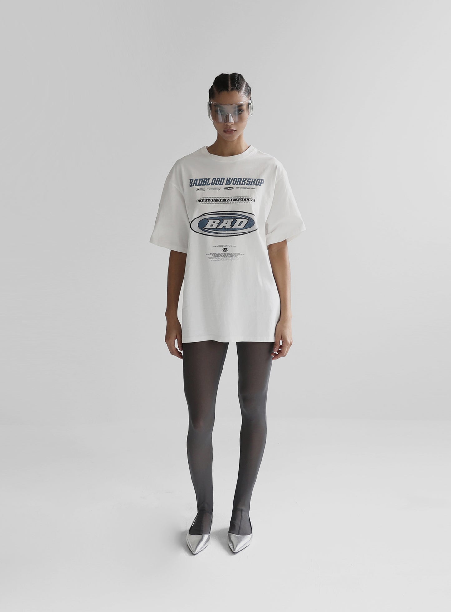 [w-tee24-035] F2 做旧效果 T 恤 - 白色