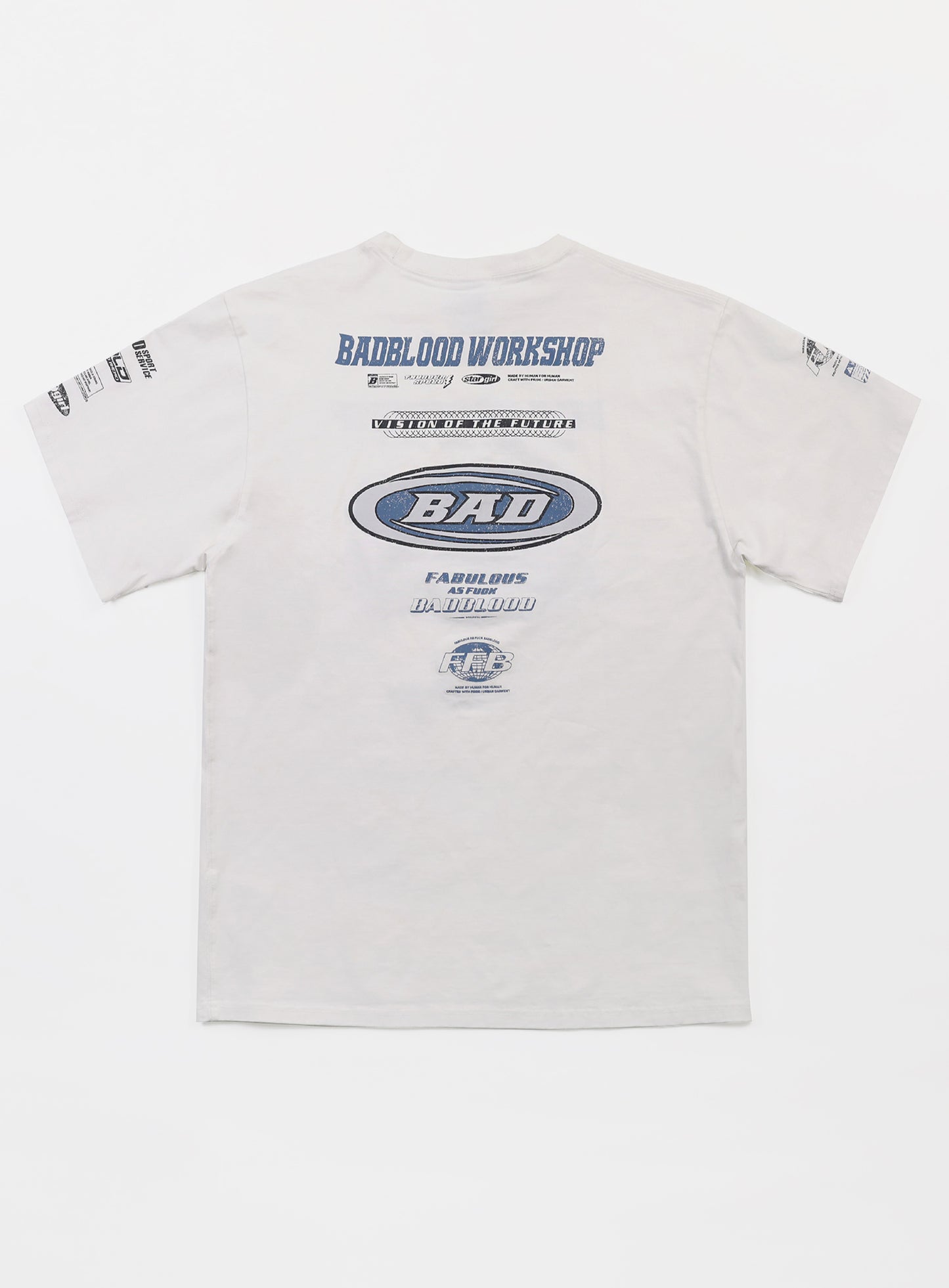 [w-tee24-035] F2 做旧效果 T 恤 - 白色