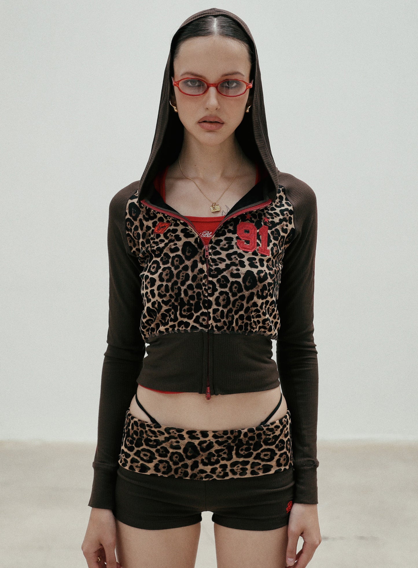 [w-srt24-066] 折叠平角短裤 - 豹纹