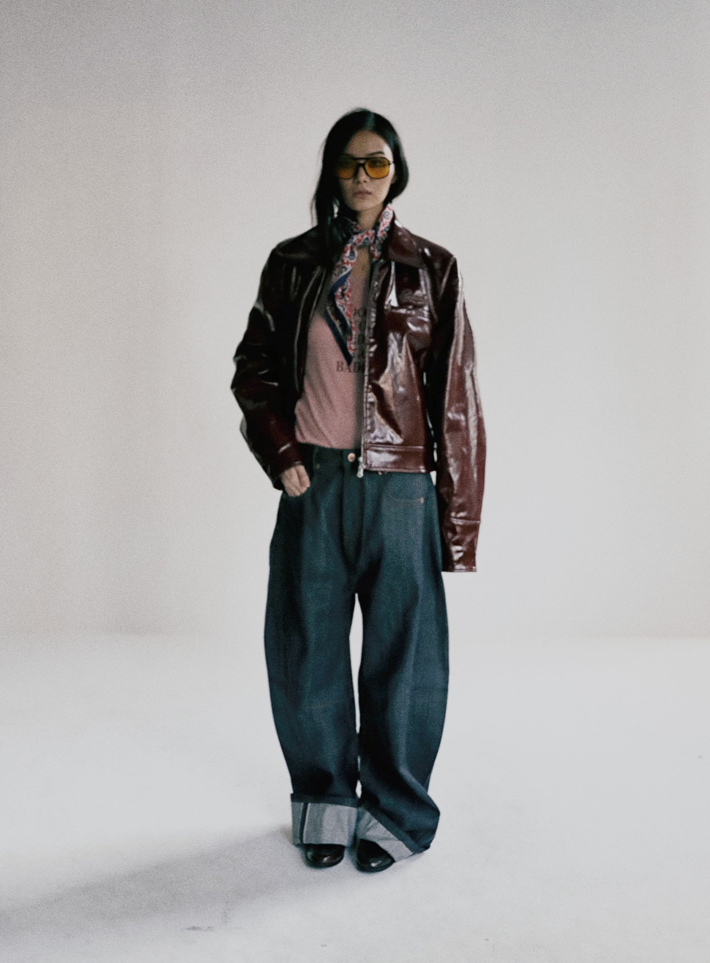 [w-tee24-094] Bad Girls 宽松上衣 – 灰粉色