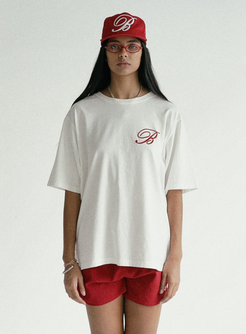 [w-tee24-063] 经典徽标宽松 T 恤 - 白色