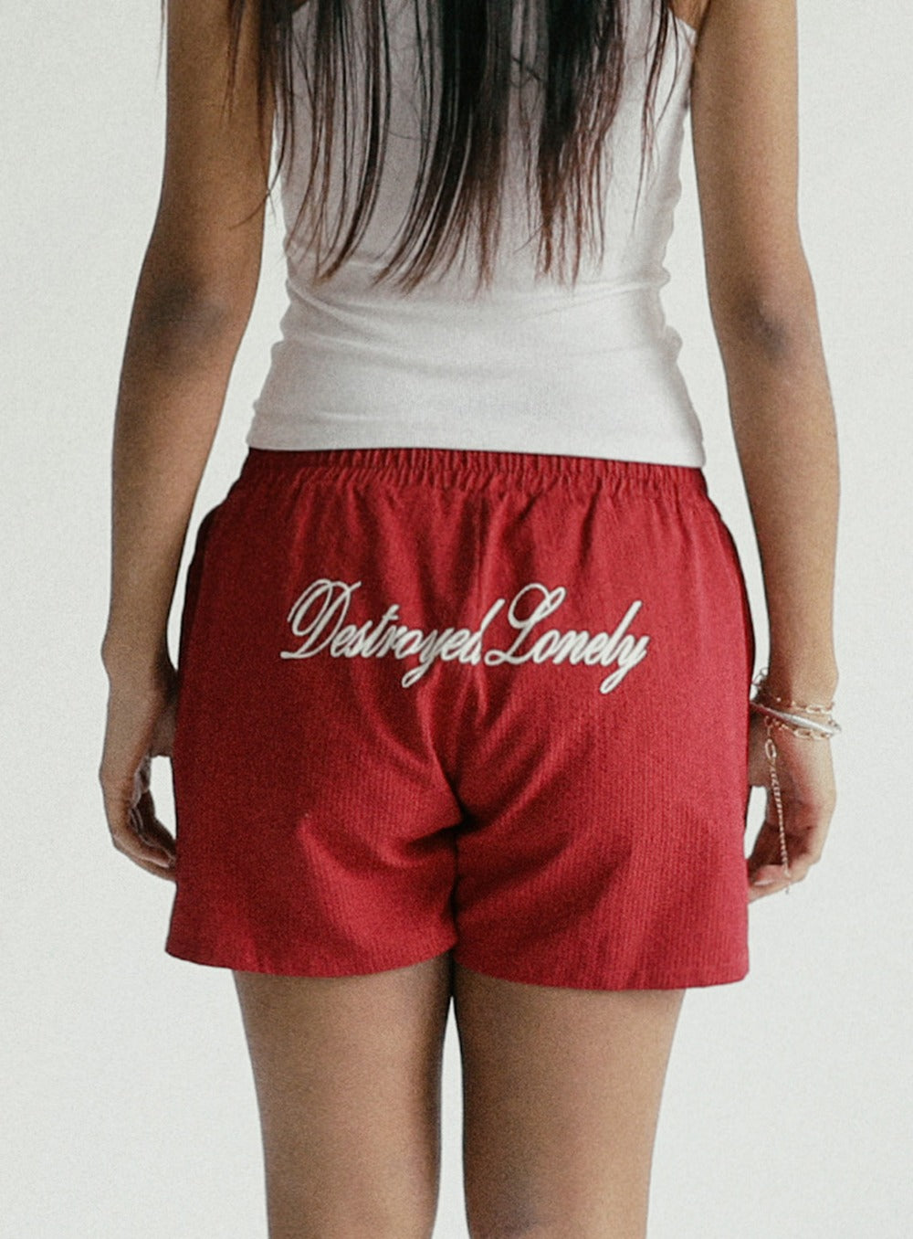 [w-srt24-052] 破烂孤独平角短裤 - 红色