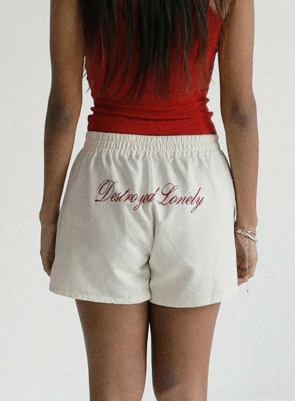[w-srt24-051] 破烂孤独平角短裤 - 奶油色