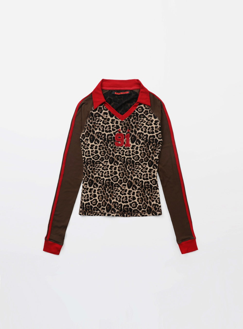 [w-tee24-078] Nadja 双面针织上衣 - 豹纹/黑色