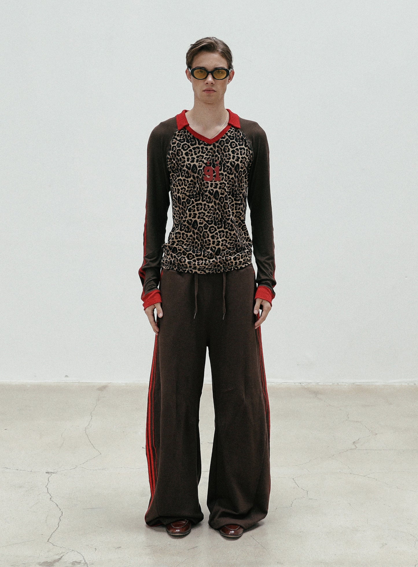 [w-tee24-078] Nadja 双面针织上衣 - 豹纹/黑色