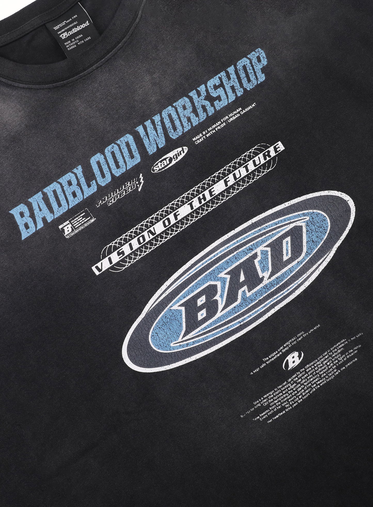 [w-tee24-036] F2 旧效果 T 恤 - 黑色/蓝色