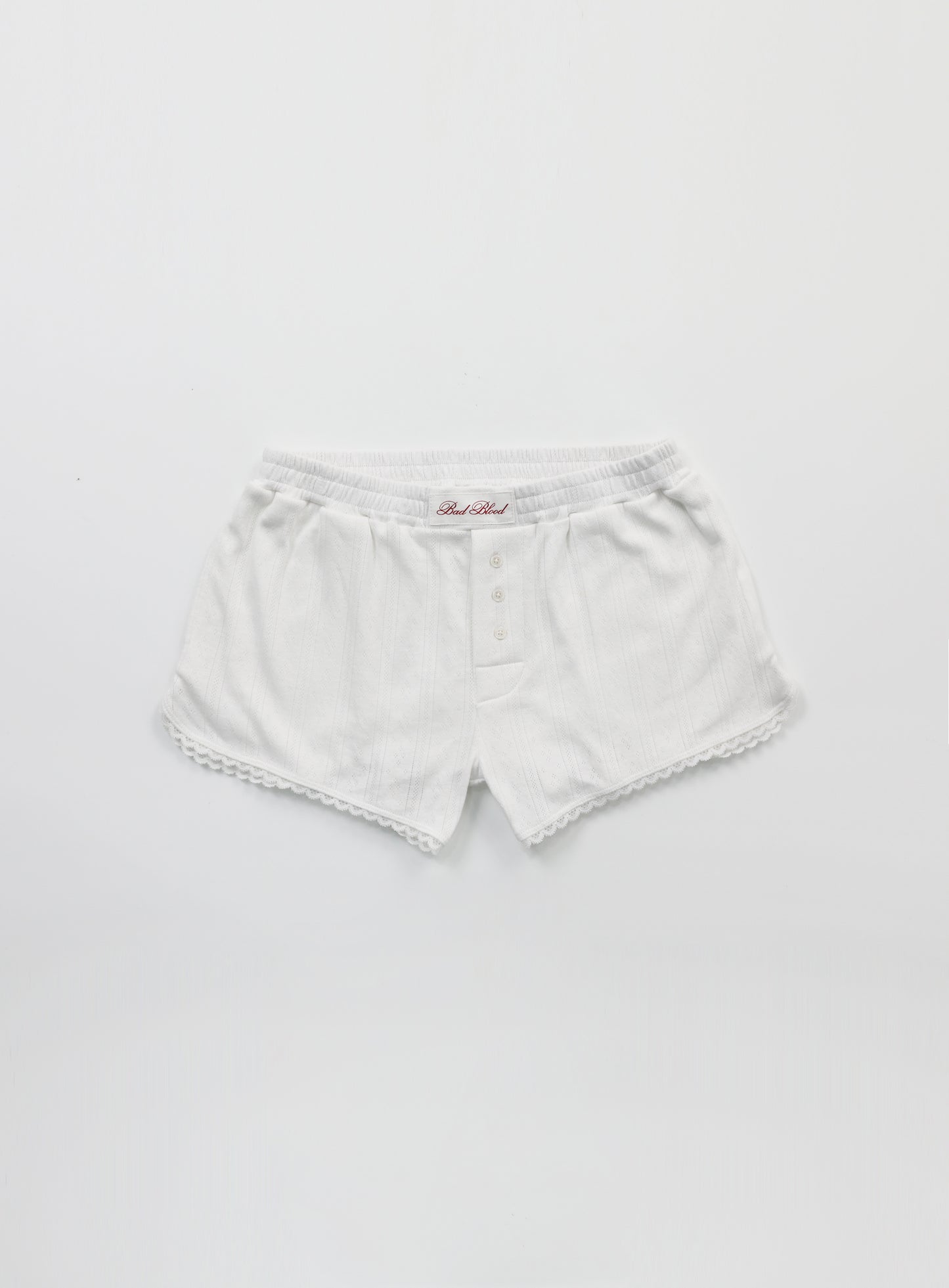 [w-srt24-059] 经典徽标尖头超短平角短裤 - 白色