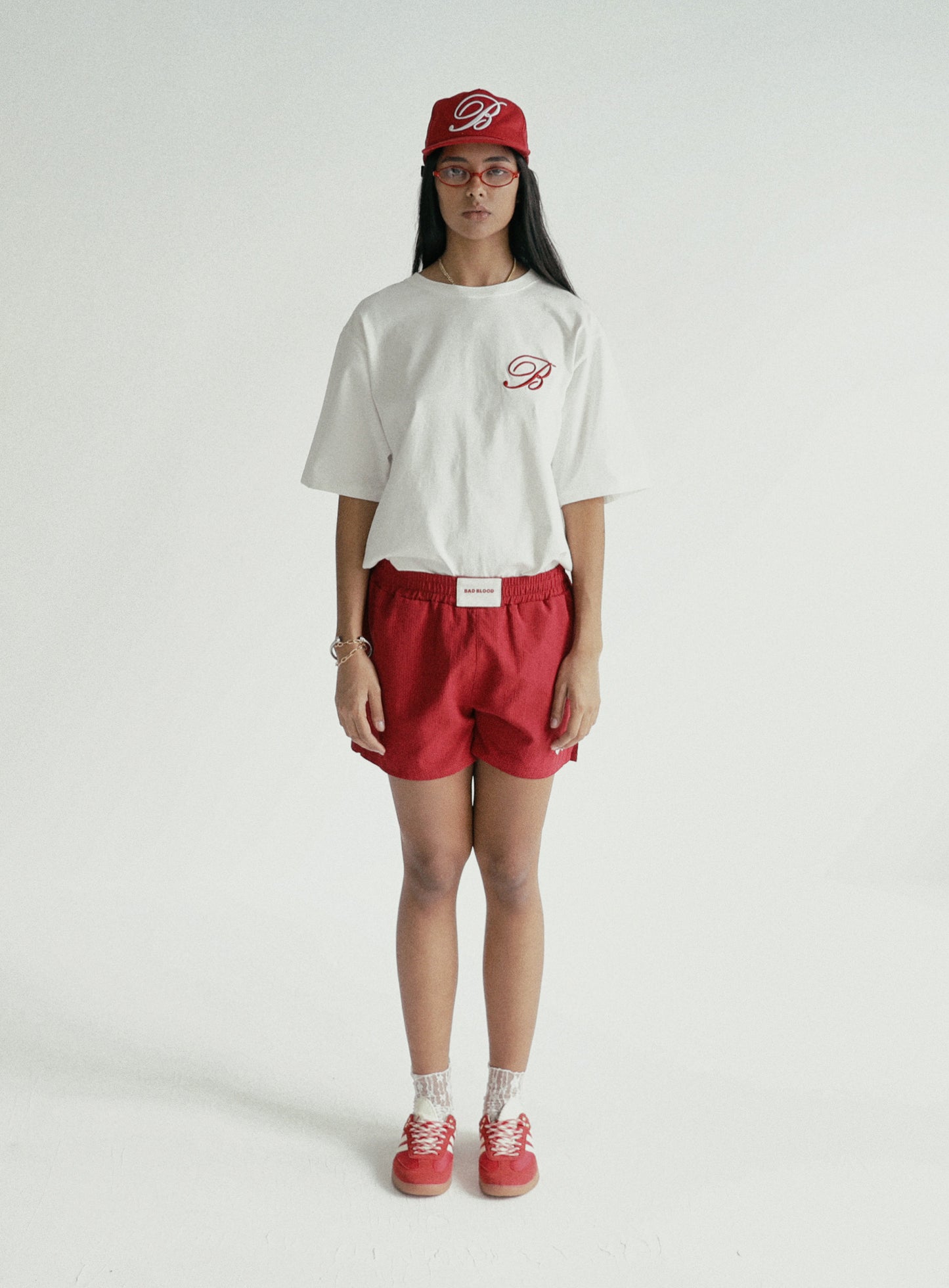 [w-tee24-063] 经典徽标宽松 T 恤 - 白色