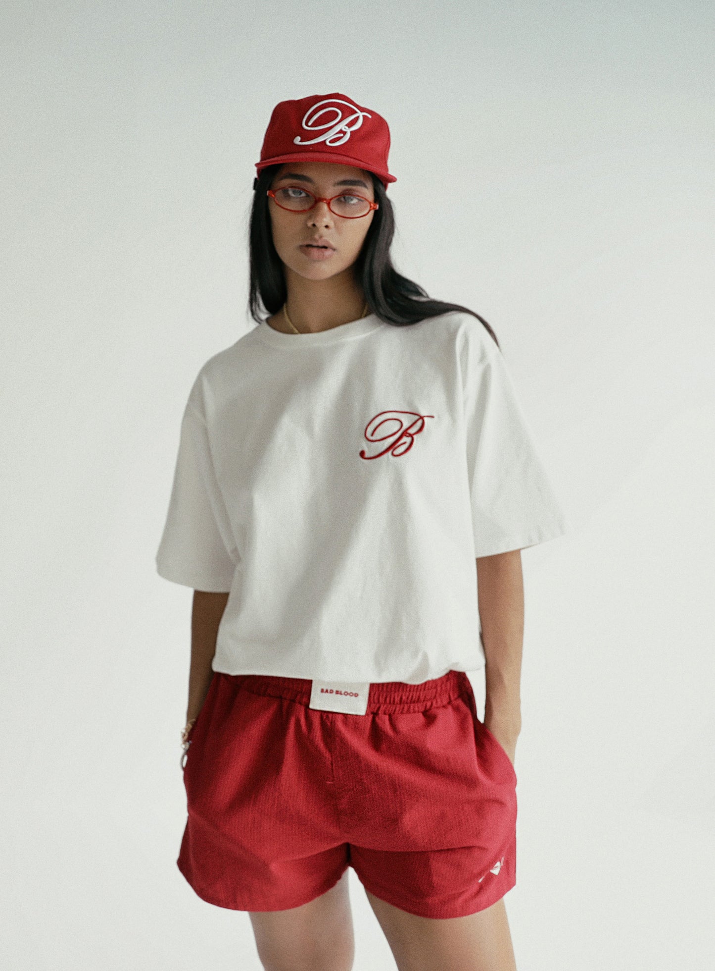 [w-tee24-063] 经典徽标宽松 T 恤 - 白色