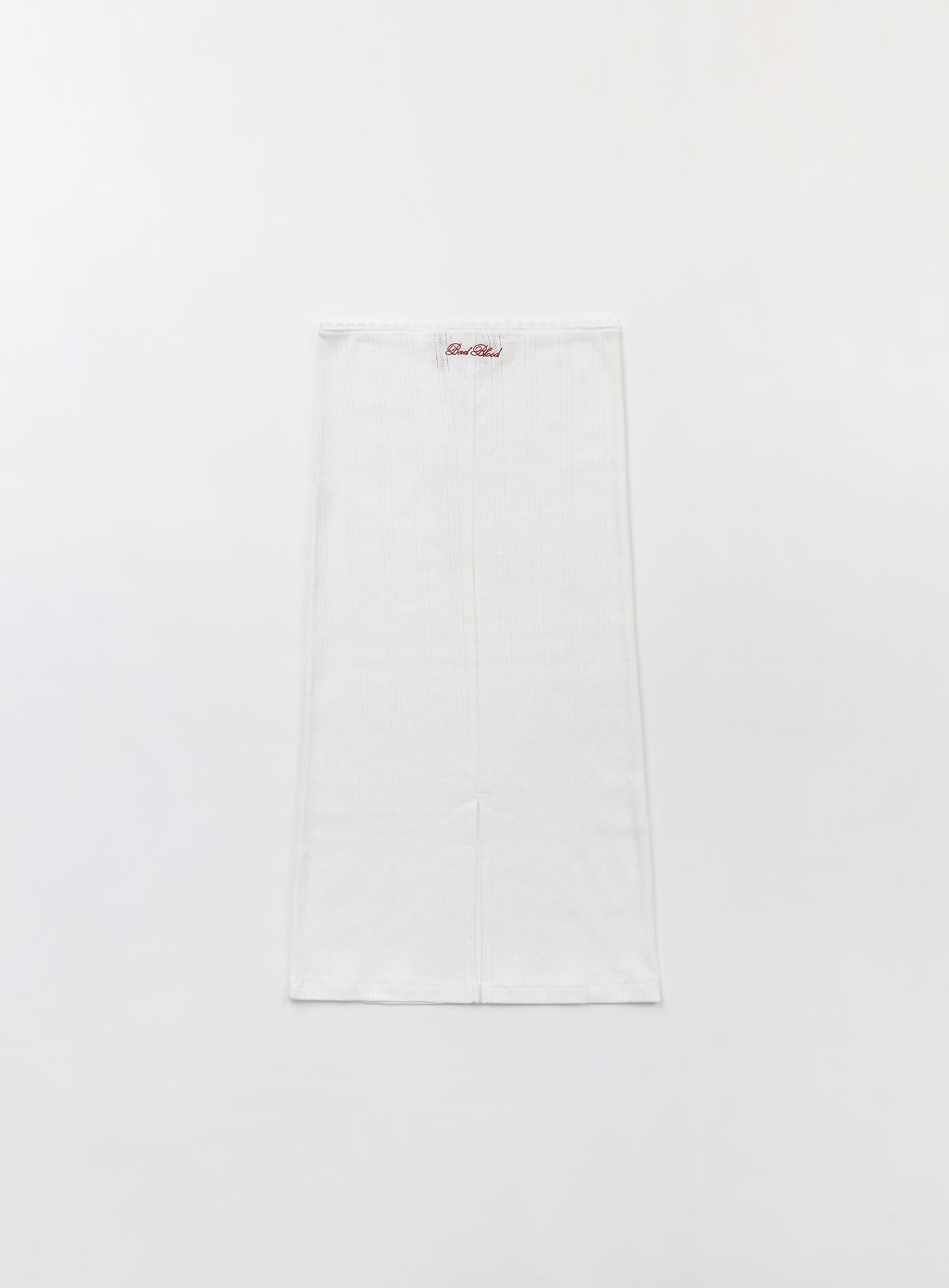 [w-skt24-029] 经典徽标尖头中长半身裙 - 白色