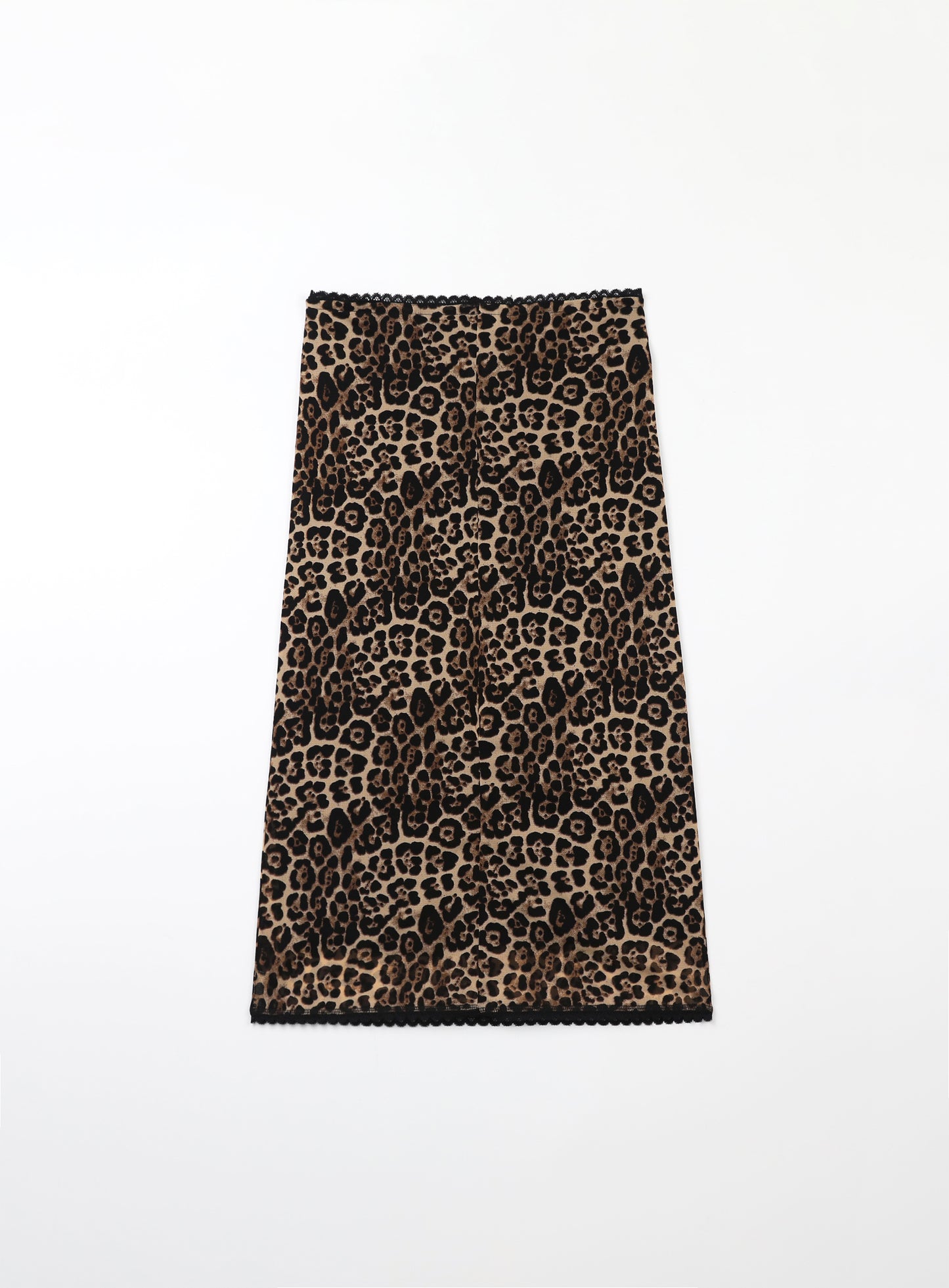 [w-skt24-028] 豹纹中长半身裙 - 棕色