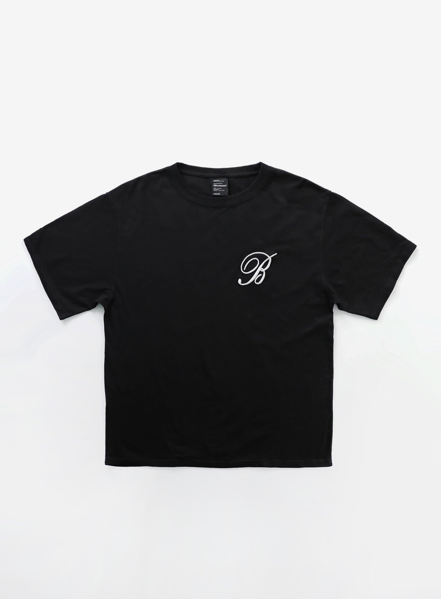 [w-tee24-064] 经典徽标宽松 T 恤 - 黑色
