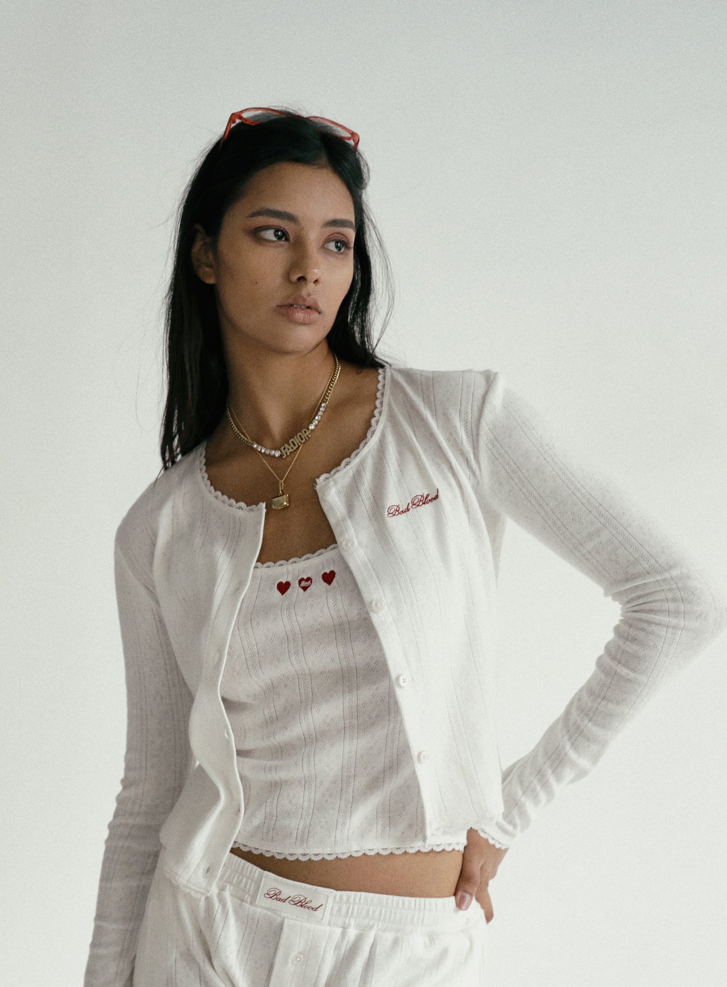 [w-srt24-059] 经典徽标尖头超短平角短裤 - 白色