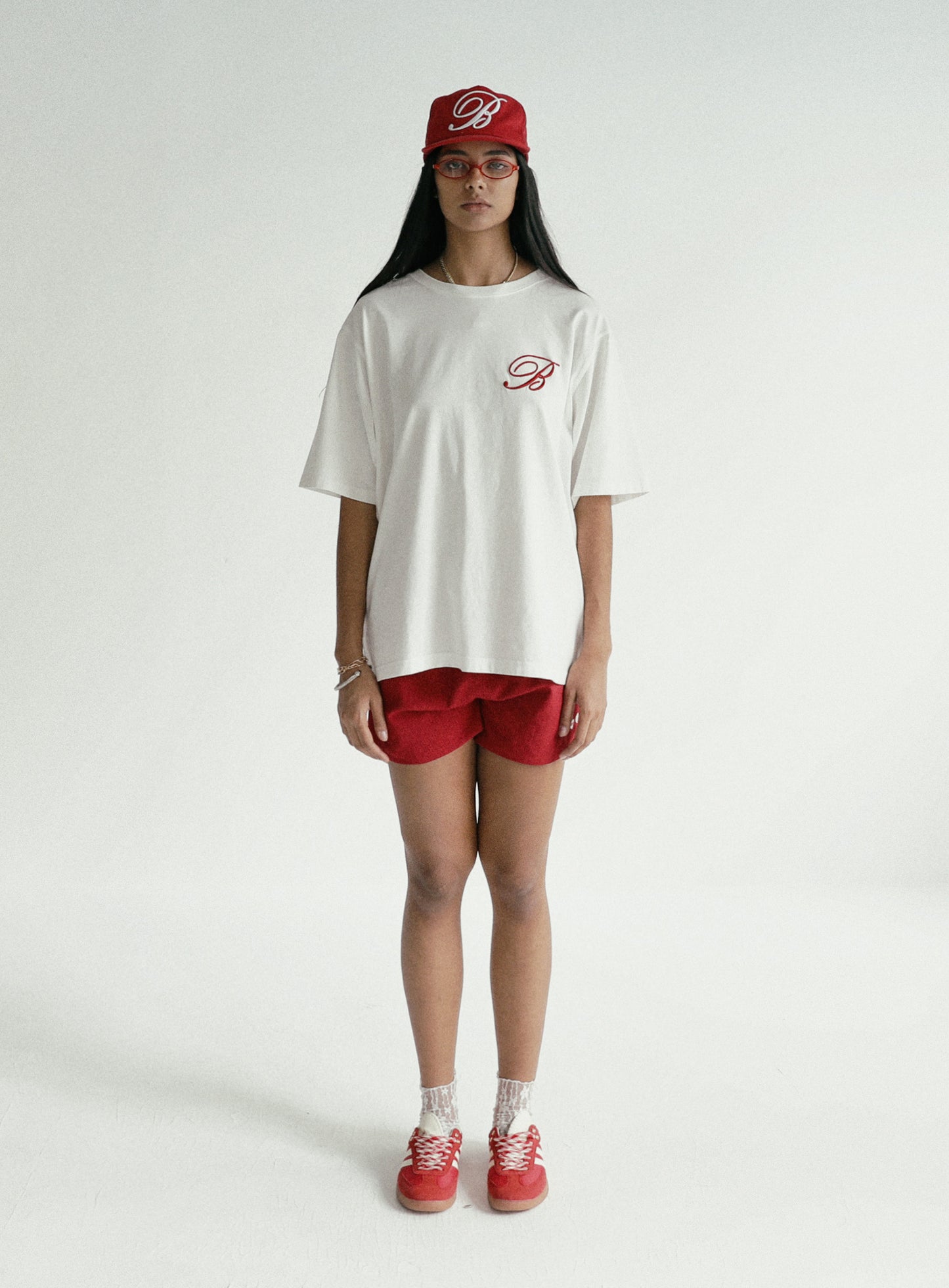 [w-tee24-063] 经典徽标宽松 T 恤 - 白色