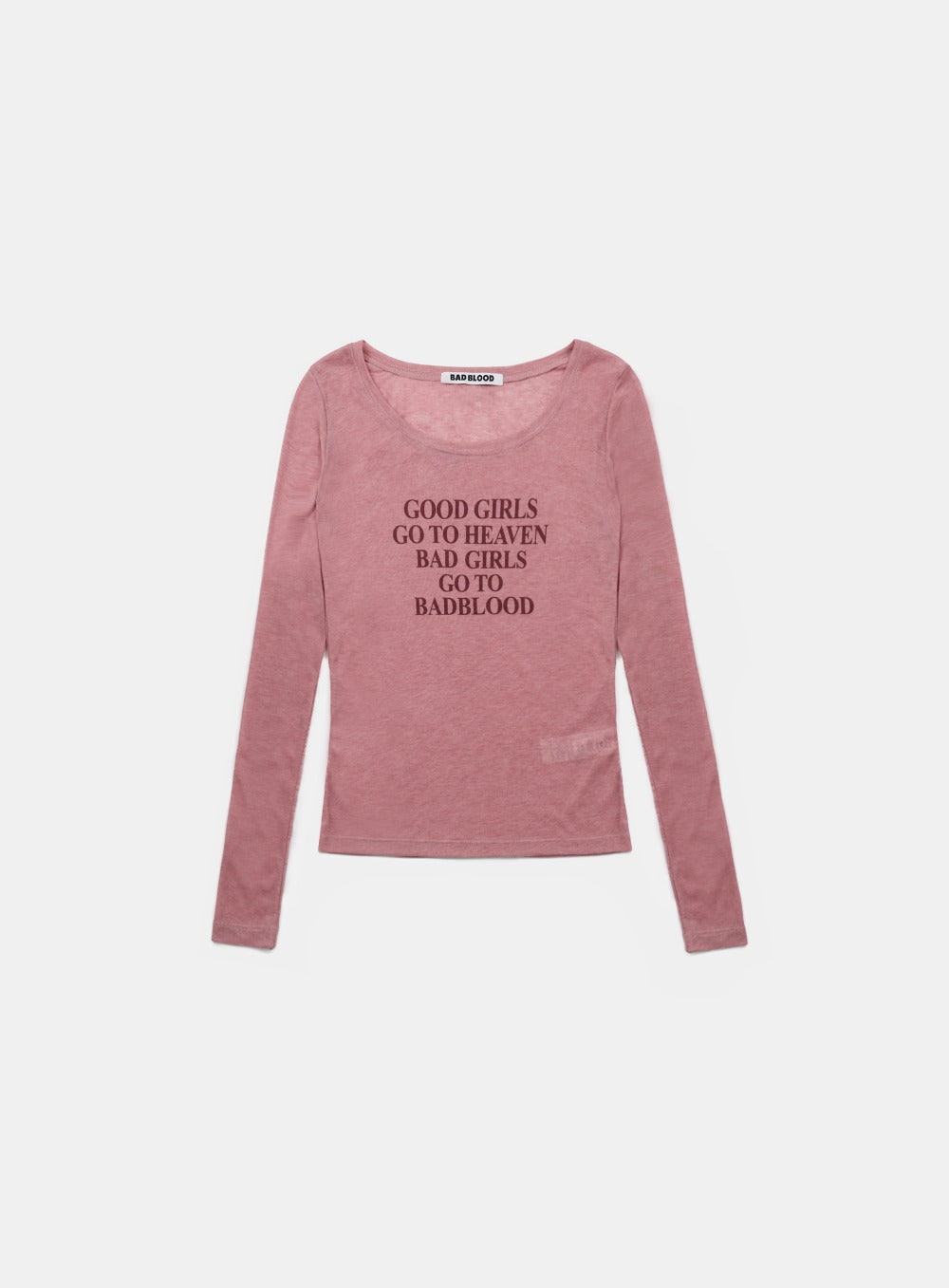 [w-tee24-094] Bad Girls 宽松上衣 – 灰粉色