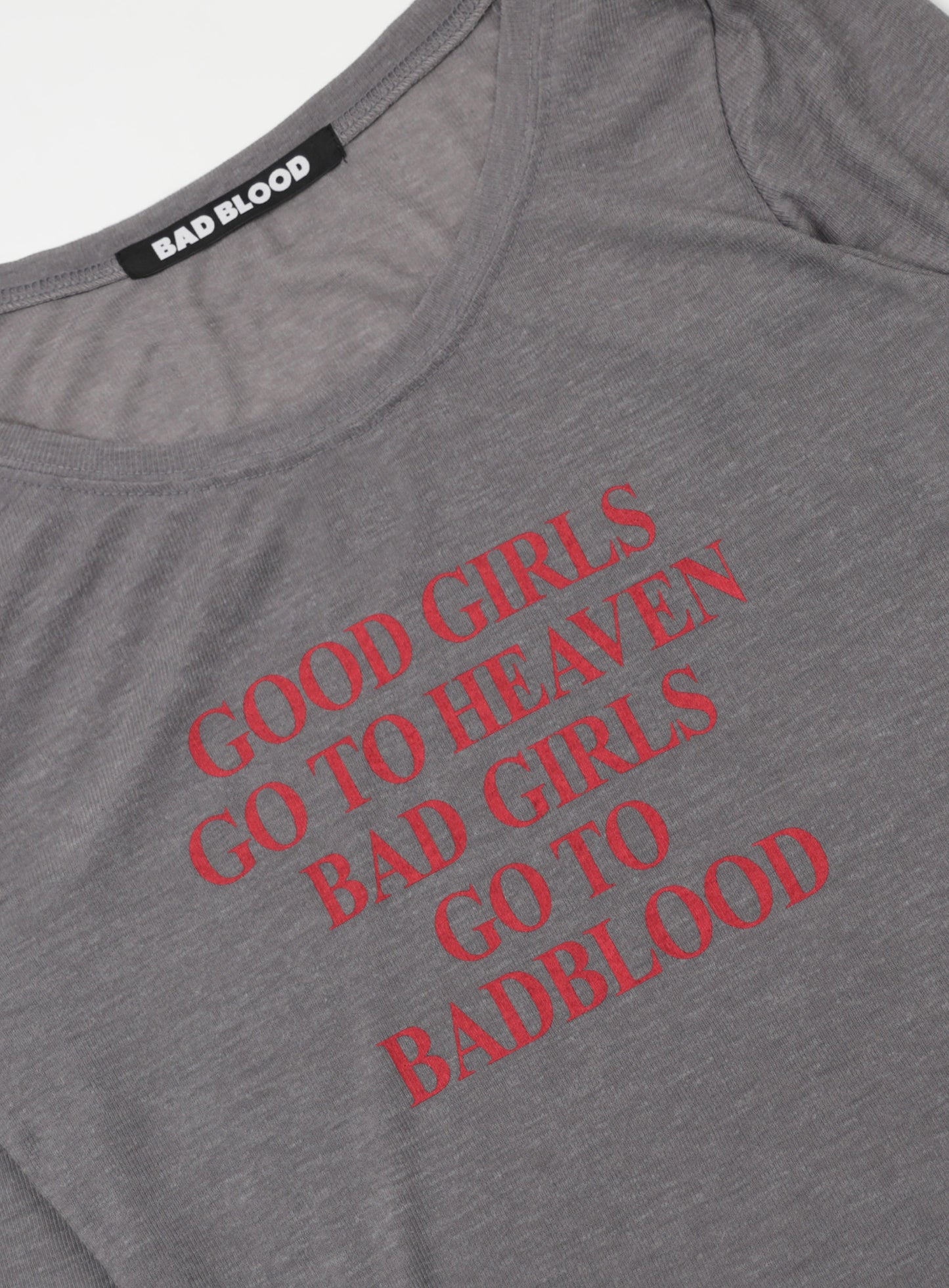 [w-tee24-095] Bad Girls 宽松上衣 - 灰色