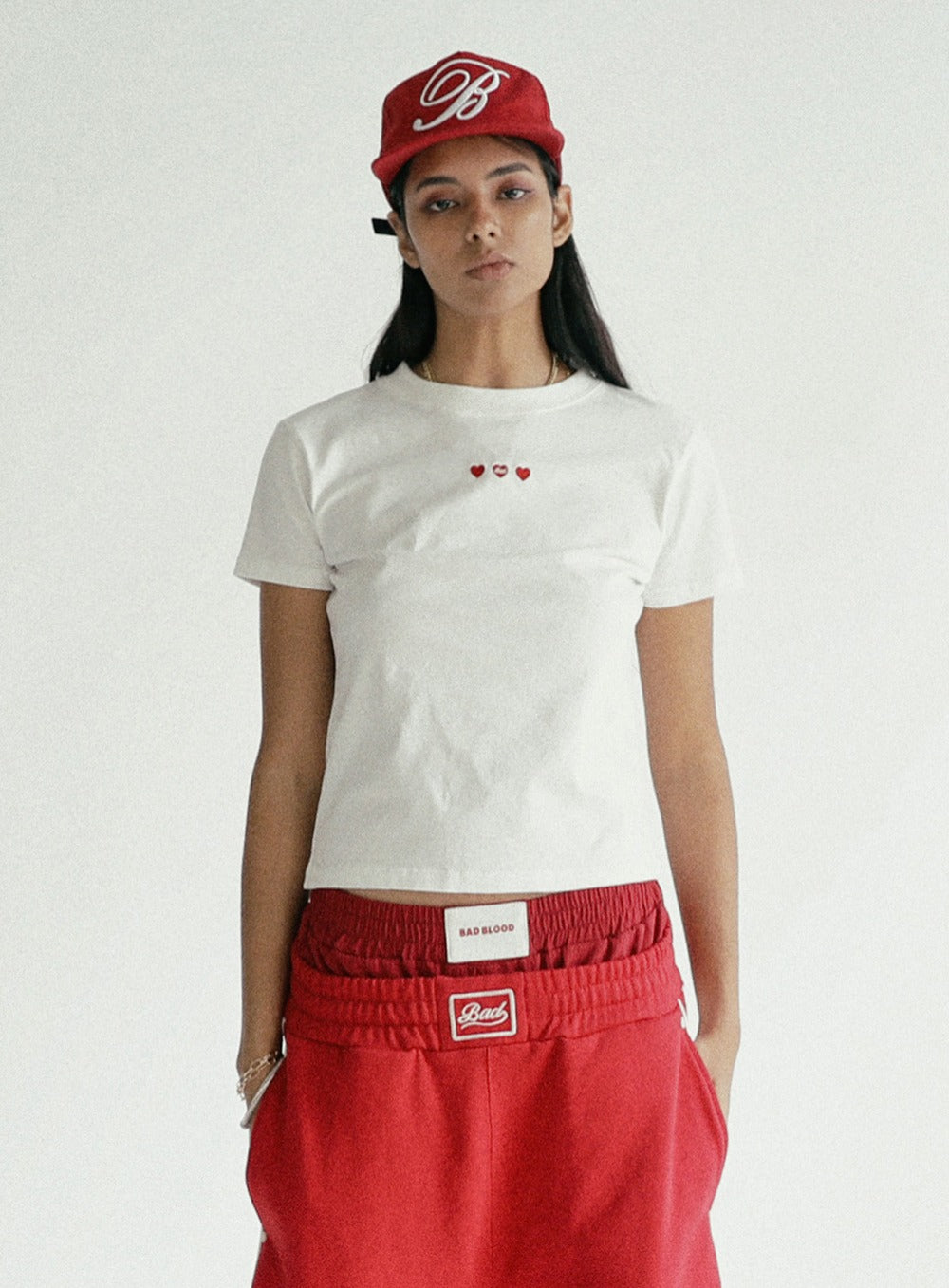 [w-tee24-061] 经典徽标修身 T 恤 - 白色