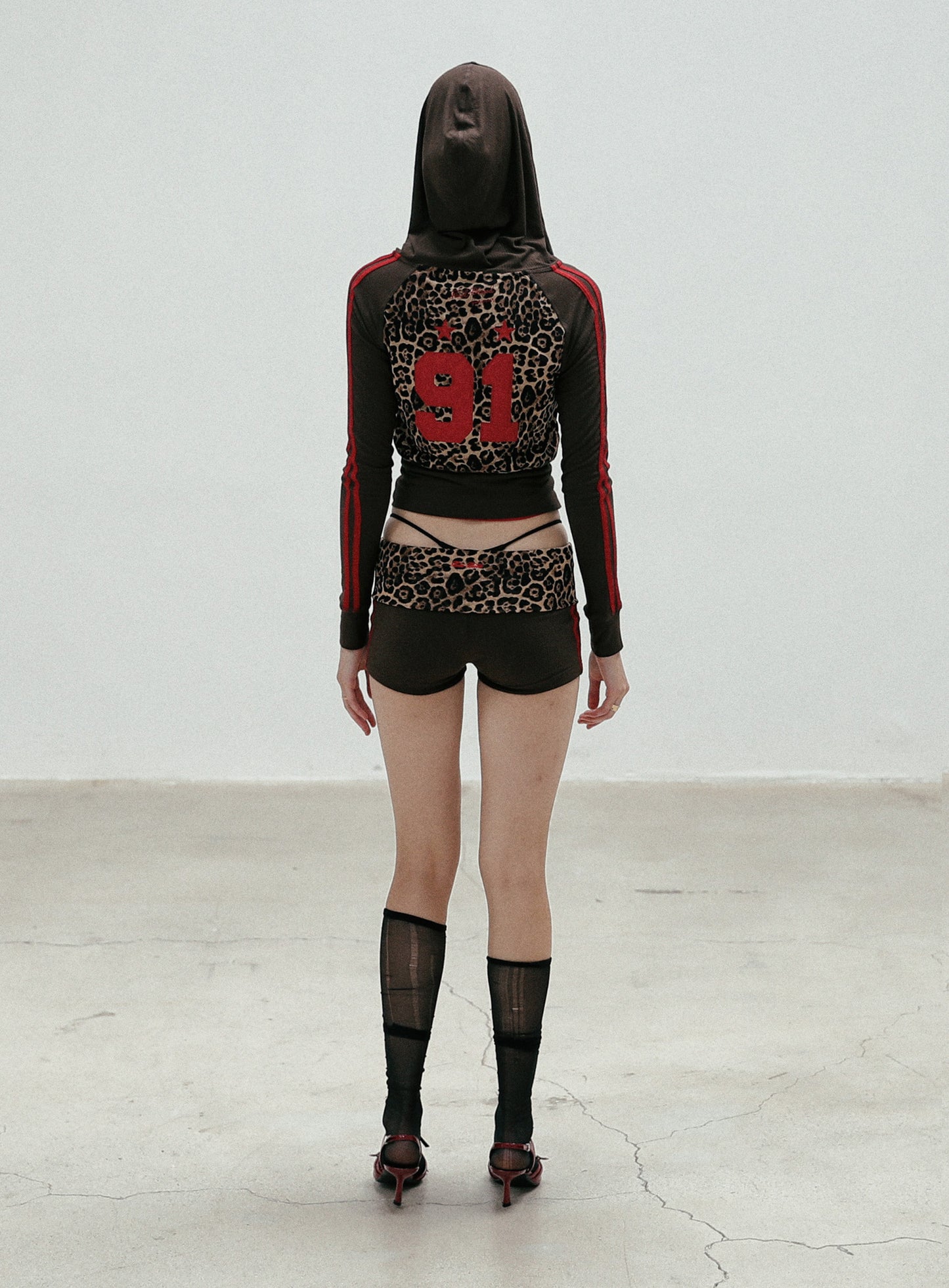 [w-srt24-066] 折叠平角短裤 - 豹纹